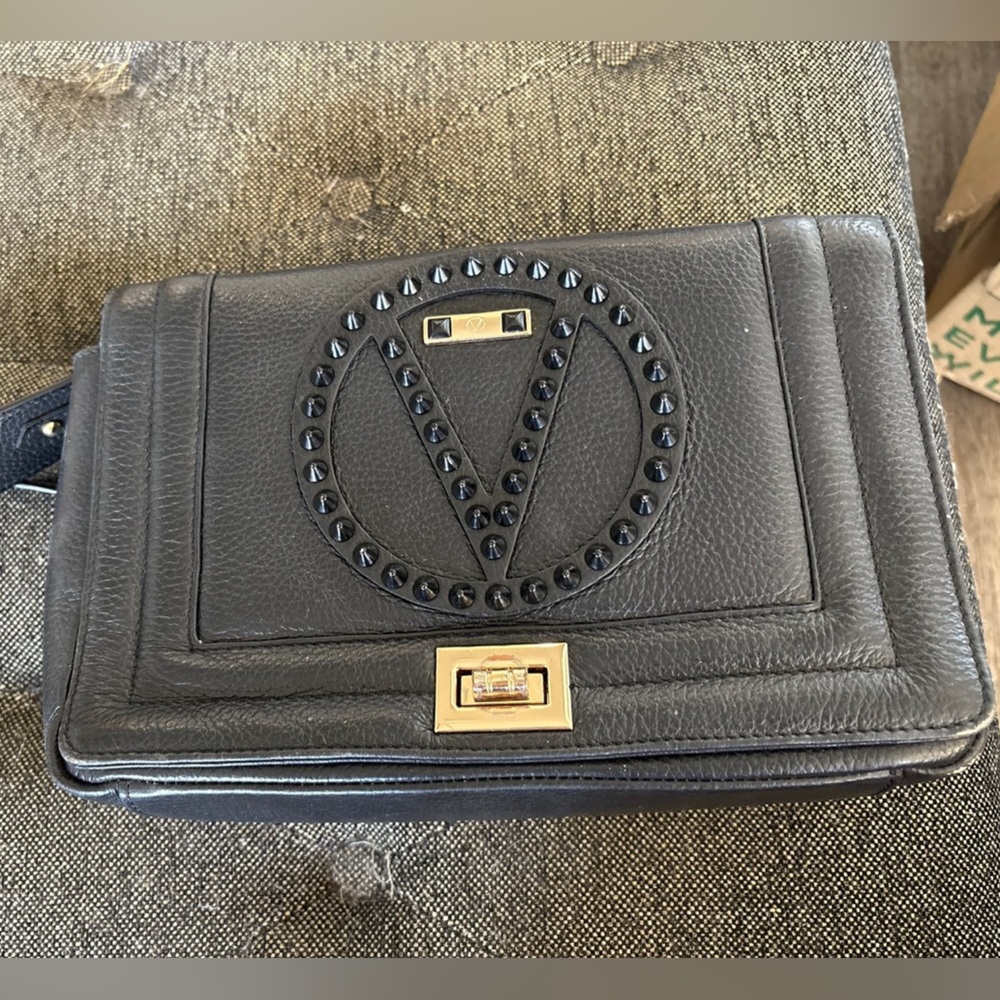 Mario Valentino Black Leather Shoulder Bag